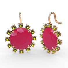 Lumi Küpe - Peridot ve neon pembe akrilik 8 ayar rose altın küpe #1sqoo9g