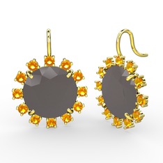 Lumi Küpe - Sitrin ve füme akrilik 18 ayar altın küpe #1sqzsib