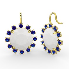 Lumi Küpe - Lab safir ve beyaz akrilik 8 ayar altın küpe #1szmgef