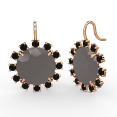 Lumi Küpe - Siyah zirkon ve füme akrilik 925 ayar rose altın kaplama gümüş küpe #1u2m3ru