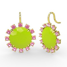 Lumi Küpe - Pembe kuvars ve neon sarı akrilik 18 ayar altın küpe #1u3mr9p