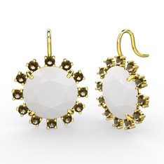 Lumi Küpe - Dumanlı kuvars ve beyaz akrilik 925 ayar altın kaplama gümüş küpe #1usqn29