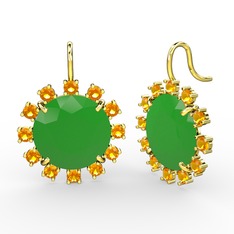 Lumi Küpe - Sitrin ve neon yeşil akrilik 14 ayar altın küpe #1vjmvy0