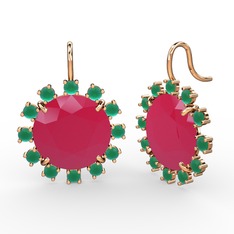 Lumi Küpe - Kök zümrüt ve neon pembe akrilik 18 ayar rose altın küpe #1vjqknp
