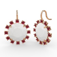 Lumi Küpe - Kök yakut ve beyaz akrilik 8 ayar rose altın küpe #1wx3p8