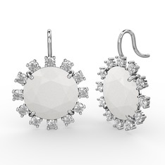 Lumi Küpe - Swarovski ve beyaz akrilik 8 ayar beyaz altın küpe #1x2iurl