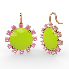 Lumi Küpe - Pembe kuvars ve neon sarı akrilik 18 ayar rose altın küpe #1xd0qny