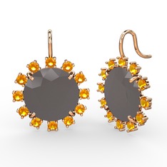 Lumi Küpe - Sitrin ve füme akrilik 18 ayar rose altın küpe #1yn8l7k