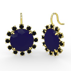 Lumi Küpe - Siyah zirkon ve lacivert akrilik 925 ayar altın kaplama gümüş küpe #2dw1j0