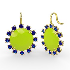 Lumi Küpe - Lab safir ve neon sarı akrilik 18 ayar altın küpe #2jf316