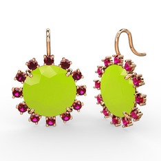 Lumi Küpe - Rodolit garnet ve neon sarı akrilik 18 ayar rose altın küpe #38l6va