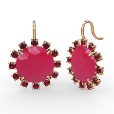 Lumi Küpe - Garnet ve neon pembe akrilik 8 ayar rose altın küpe #3yp9vn