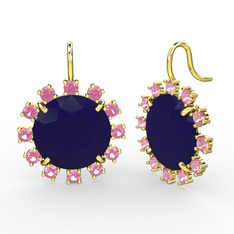 Lumi Küpe - Pembe kuvars ve lacivert akrilik 8 ayar altın küpe #50zcze