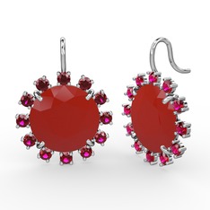 Lumi Küpe - Rodolit garnet ve kırmızı akrilik 925 ayar gümüş küpe #5aeuqi