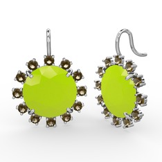 Lumi Küpe - Dumanlı kuvars ve neon sarı akrilik 925 ayar gümüş küpe #64yko0