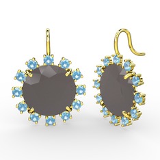 Lumi Küpe - Akuamarin ve füme akrilik 925 ayar altın kaplama gümüş küpe #7wodms