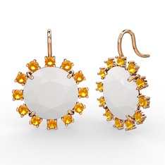 Lumi Küpe - Sitrin ve beyaz akrilik 18 ayar rose altın küpe #8v49n1