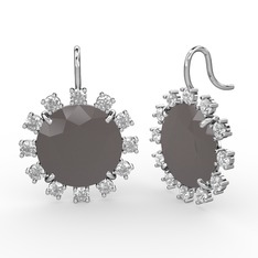 Lumi Küpe - Beyaz zirkon ve füme akrilik 8 ayar beyaz altın küpe #cewwwg