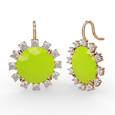 Lumi Küpe - Beyaz zirkon ve neon sarı akrilik 18 ayar rose altın küpe #dcsa3y