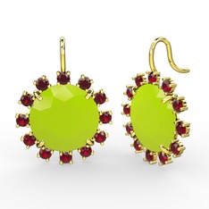 Lumi Küpe - Garnet ve neon sarı akrilik 18 ayar altın küpe #e20zzm