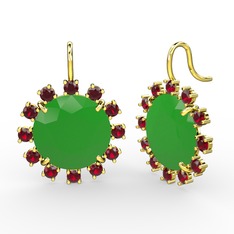 Lumi Küpe - Garnet ve neon yeşil akrilik 8 ayar altın küpe #gqbaui