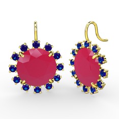 Lumi Küpe - Lab safir ve neon pembe akrilik 18 ayar altın küpe #grqerk