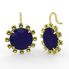 Lumi Küpe - Peridot ve lacivert akrilik 8 ayar altın küpe #i77sz0