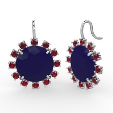 Lumi Küpe - Garnet ve lacivert akrilik 14 ayar beyaz altın küpe #jrpg14