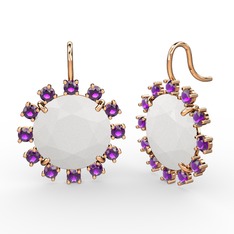 Lumi Küpe - Ametist ve beyaz akrilik 18 ayar rose altın küpe #ku1hgy