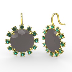 Lumi Küpe - Yeşil kuvars ve füme akrilik 925 ayar altın kaplama gümüş küpe #l8ub6w