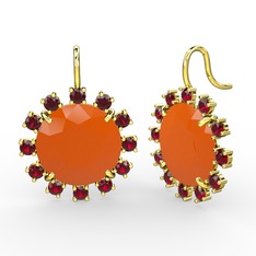 Lumi Küpe - Garnet ve neon turuncu akrilik 8 ayar altın küpe #m1lf16