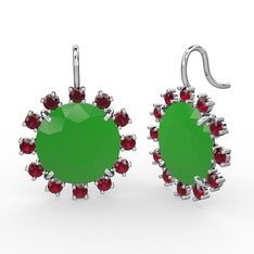 Lumi Küpe - Garnet ve neon yeşil akrilik 925 ayar gümüş küpe #p90waj