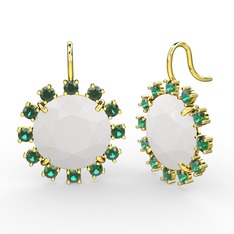 Lumi Küpe - Yeşil kuvars ve beyaz akrilik 18 ayar altın küpe #pwunz0