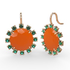 Lumi Küpe - Yeşil kuvars ve neon turuncu akrilik 18 ayar rose altın küpe #qtcjkh