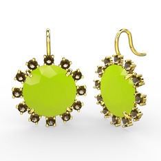 Lumi Küpe - Dumanlı kuvars ve neon sarı akrilik 925 ayar altın kaplama gümüş küpe #qxwu5y