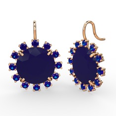 Lumi Küpe - Lab safir ve lacivert akrilik 14 ayar rose altın küpe #rofhew