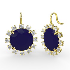 Lumi Küpe - Swarovski ve lacivert akrilik 925 ayar altın kaplama gümüş küpe #scs228