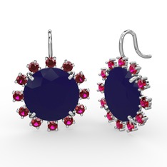 Lumi Küpe - Rodolit garnet ve lacivert akrilik 8 ayar beyaz altın küpe #ssm6rv