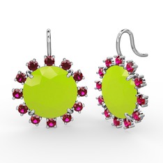 Lumi Küpe - Rodolit garnet ve neon sarı akrilik 18 ayar beyaz altın küpe #tszkrn