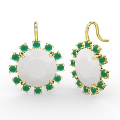 Lumi Küpe - Kök zümrüt ve beyaz akrilik 14 ayar altın küpe #v61cvr