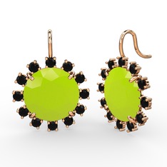 Lumi Küpe - Siyah zirkon ve neon sarı akrilik 925 ayar rose altın kaplama gümüş küpe #xd6afe