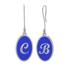 Mineli Harf Küpe - 925 ayar gümüş küpe (Lacivert mineli) #1wuunk7