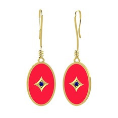 Lab safir 8 ayar altın küpe (Kırmızı mineli)