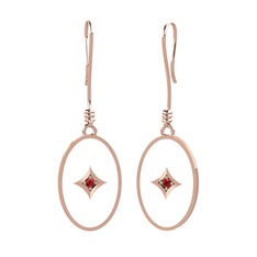 Garnet 8 ayar rose altın küpe (Beyaz mineli)