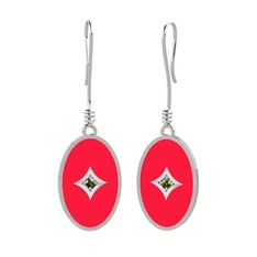 Peridot 14 ayar beyaz altın küpe (Kırmızı mineli)