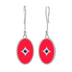 Amara Küpe - Lab safir 14 ayar beyaz altın küpe (Kırmızı mineli) #13bgr68