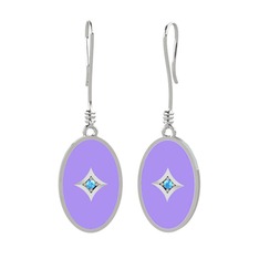 Amara Küpe - Akuamarin 925 ayar gümüş küpe (Menekşe mineli) #14mmx2z