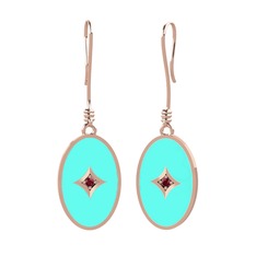 Amara Küpe - Kök yakut 8 ayar rose altın küpe (Turkuaz mineli) #1abg1m2