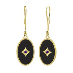 Amara Küpe - Ametist 14 ayar altın küpe (Siyah mineli) #1dhq07a