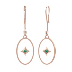 Kök zümrüt 8 ayar rose altın küpe (Beyaz mineli)